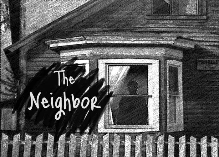 Cover of the game,
      where there is a silhouette of a person at the window of a house. They appear
      to be watching the viewer.